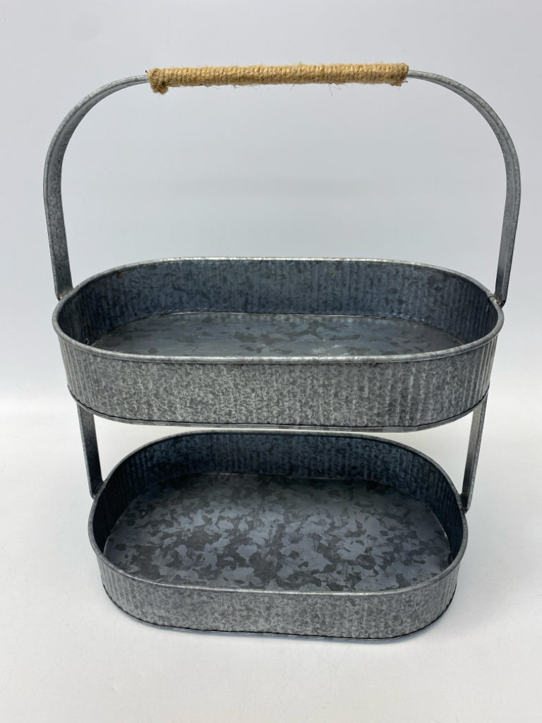 Silver Galvanized Metal Tray