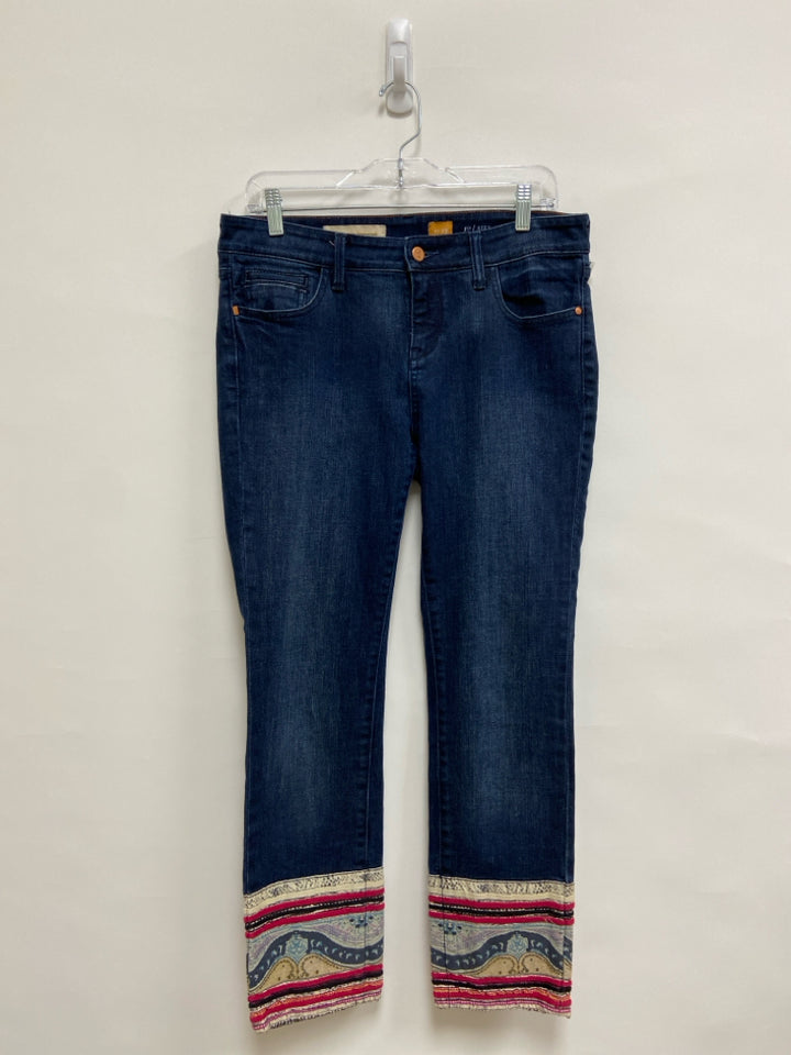 Pilcro Size 29 Dark Denim Trimmed Cropped Ladies Jeans