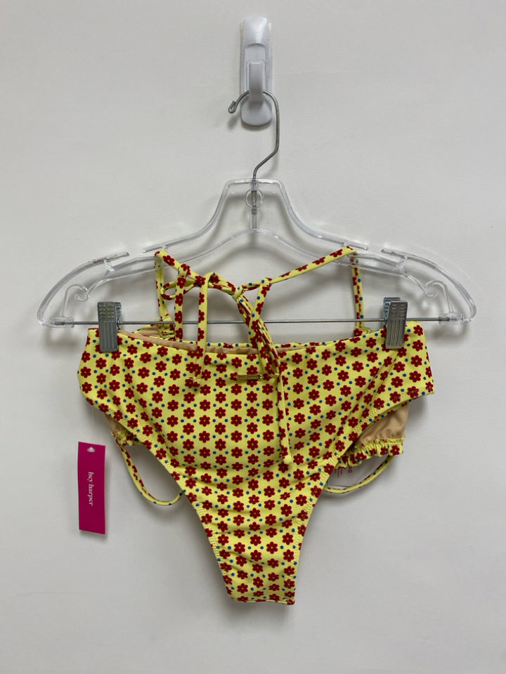 NWT Size L Yellow Red Flowers Ladies Swimwear