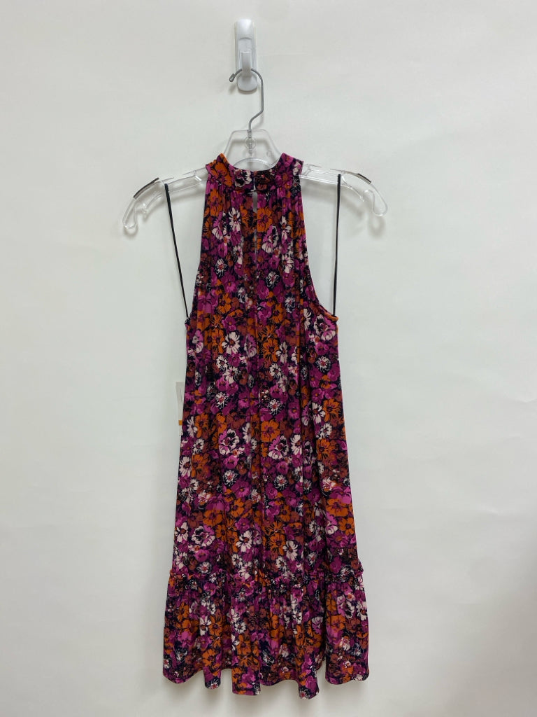 NWT Julian Taylor Size S Purple Orange/Navy Flowers Sleeveless Ladies Dress