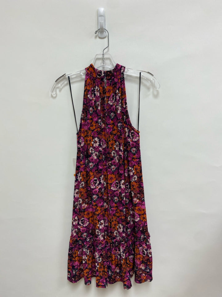 NWT Julian Taylor Size S Purple Orange/Navy Flowers Sleeveless Ladies Dress