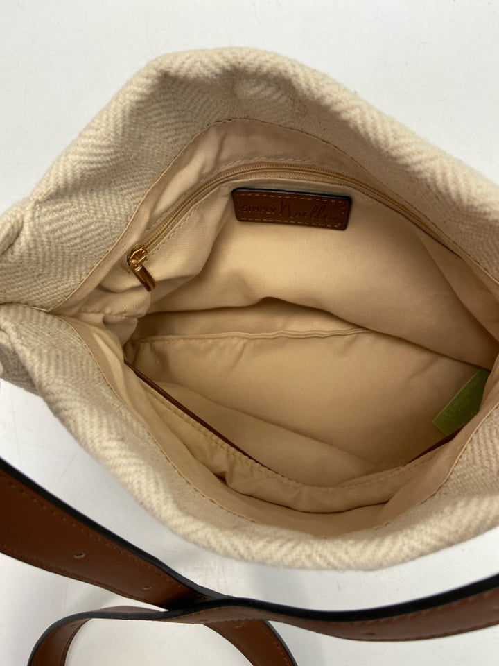 Simply Noelle Beige Herringbone Fabric Handbag