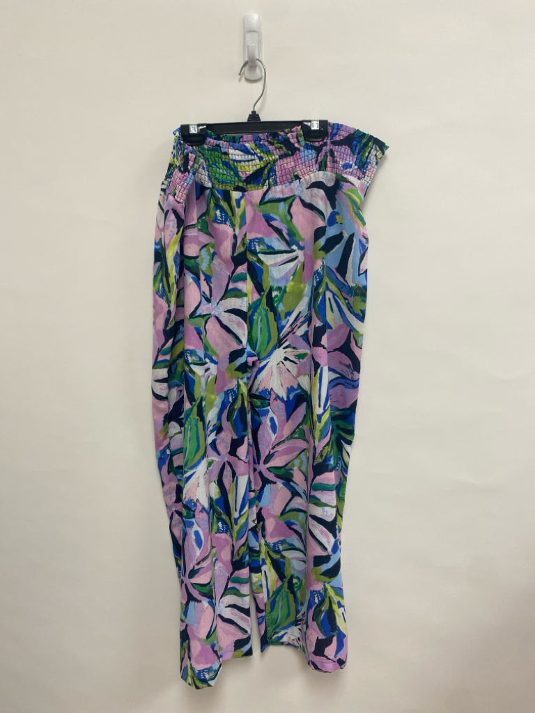 Zac/Rachel Size XL Purple Green/White Flowers Ladies Pants