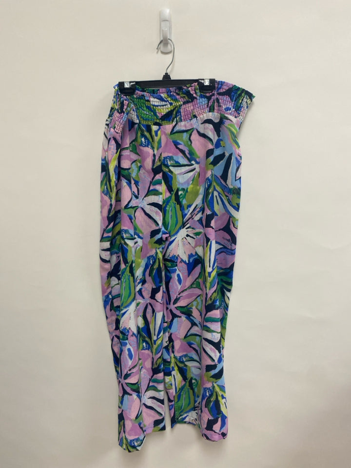 Zac/Rachel Size XL Purple Green/White Flowers Ladies Pants