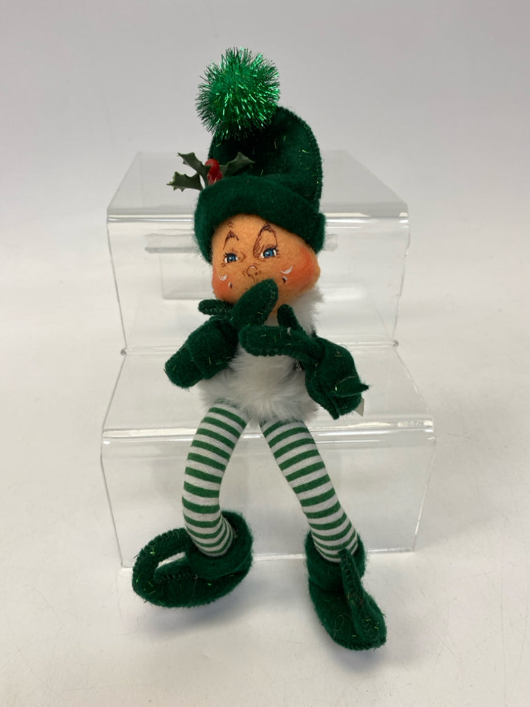 Annalee Green White Striped Christmas