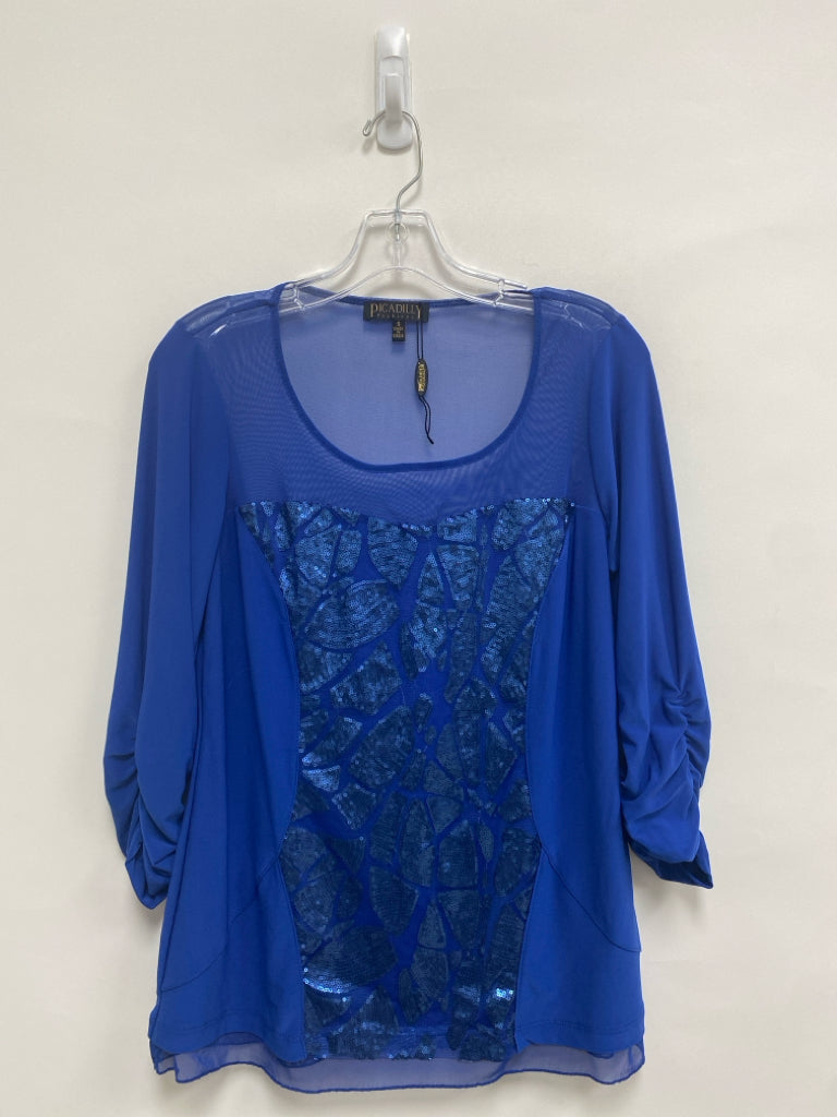 Picadilly Size S Blue Sequins Sheer Ladies Top
