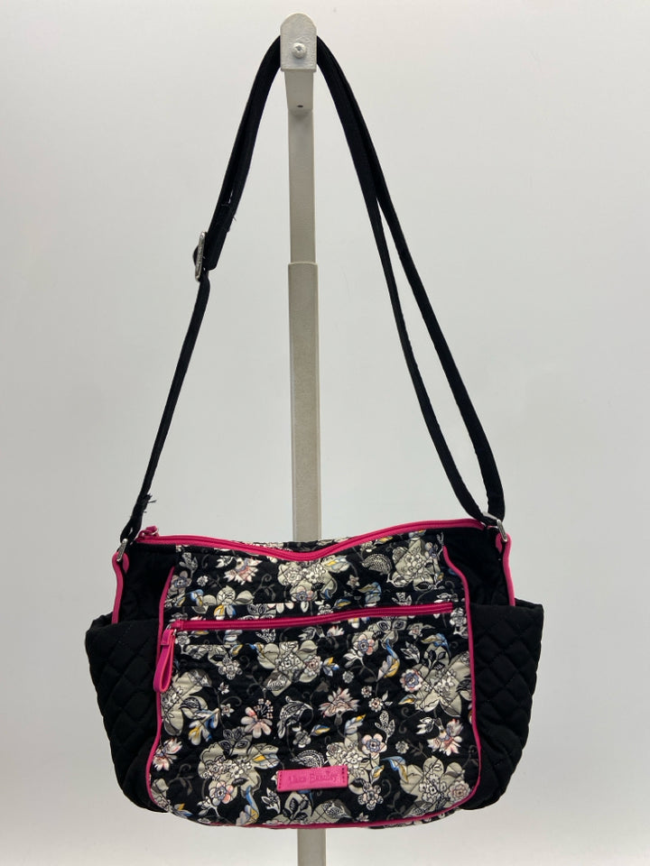 Vera Bradley Black Gray/Multi Flower(s) Handbag