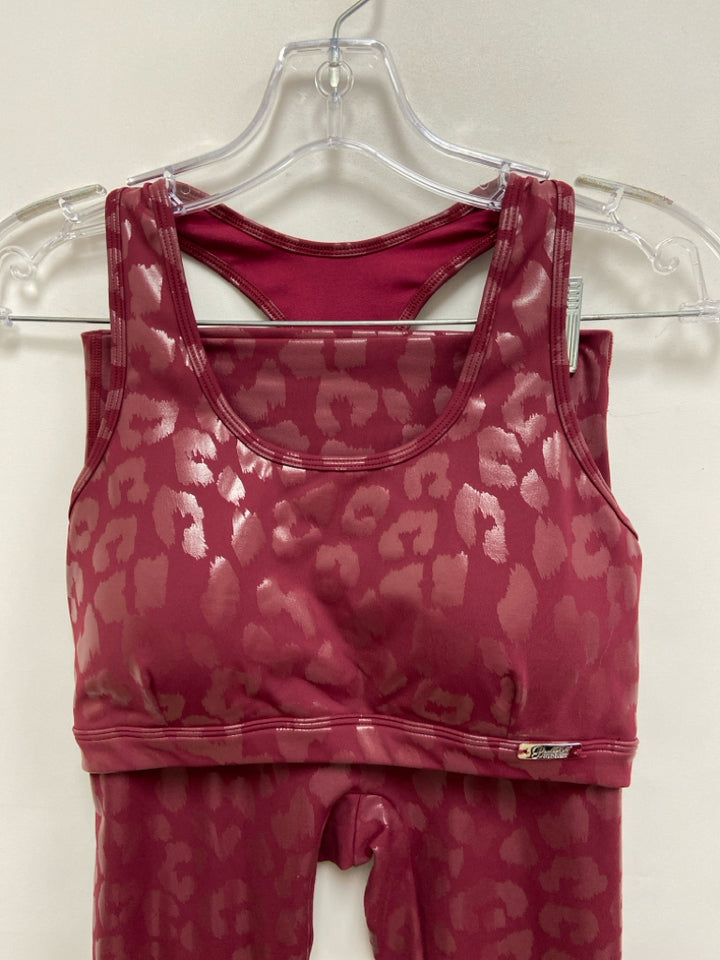 Size L Cranberry Animal Print Athletic 2pc