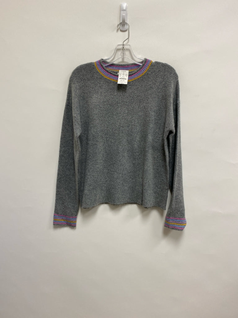 NWT J Crew Size S Gray Pink/Orange Trimmed Ladies Sweater