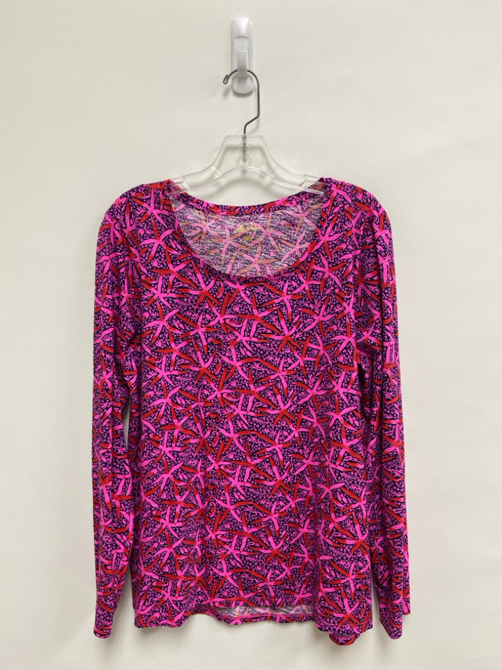 LILLY PULITZER Size XL Navy/Red Pink Starfish Long Sleeve Ladies Top