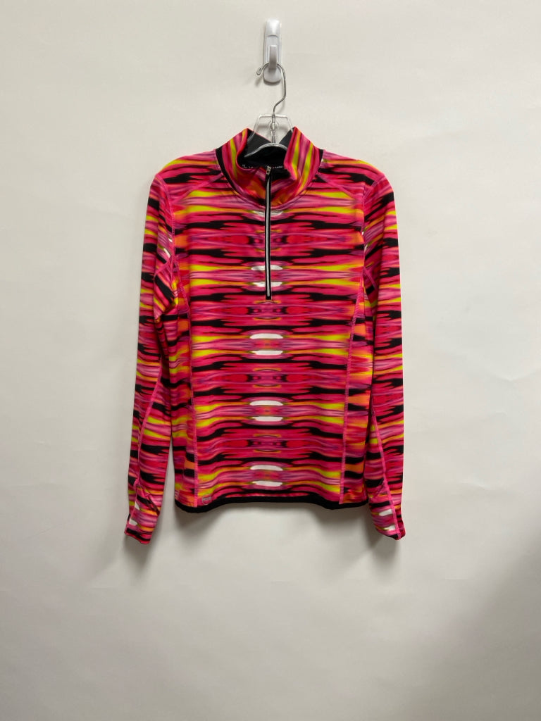 Ralph Lauren Size L Neon Pink Black/Yellow Streaked Ladies Pullover