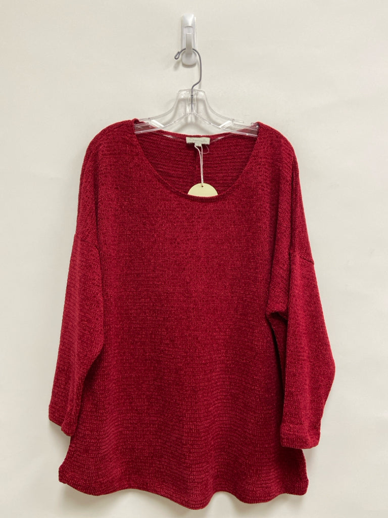 NWT Chenault Size 1X Red Long Sleeve Plus Size Sweater