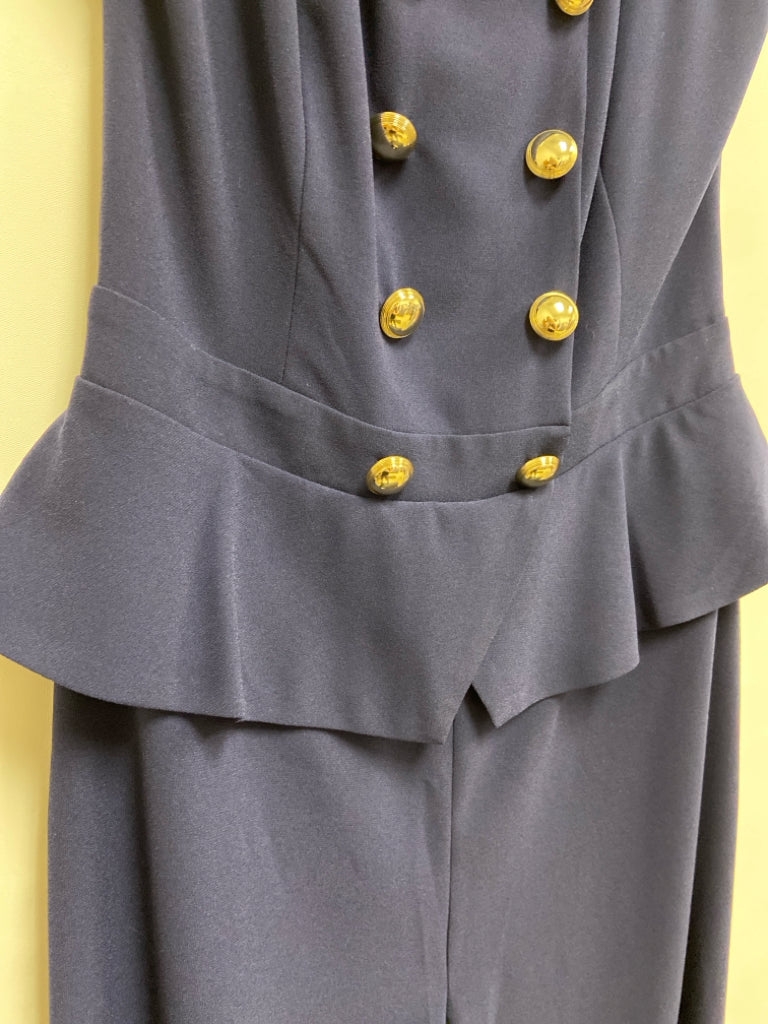 NWT Bebe Size 6 Navy Buttons Sleeveless Ladies Jumpsuit