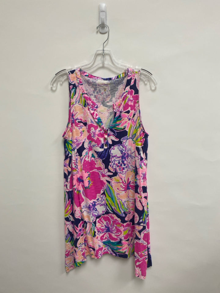 LILLY PULITZER Size M White/Pink Navy/Multi Floral Sleeveless Ladies Dress
