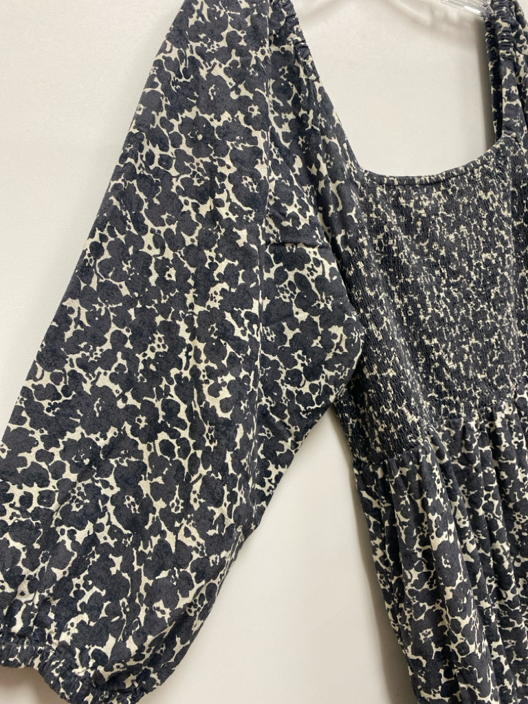 Marine Layer Size L Gray Cream Print Ladies Dress