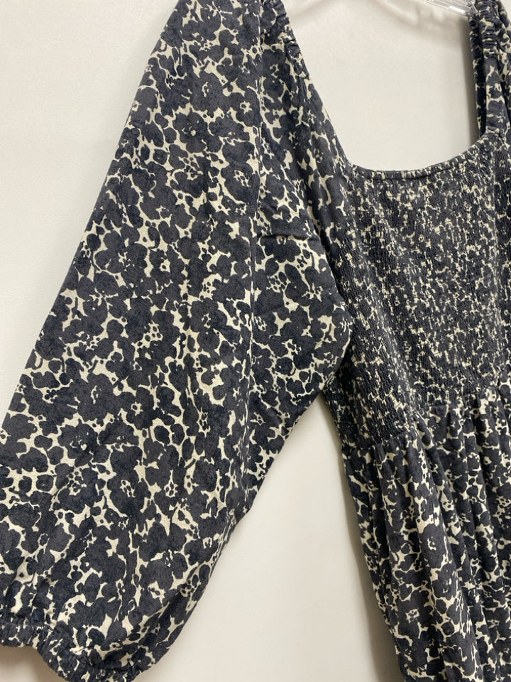 Marine Layer Size L Gray Cream Print Ladies Dress