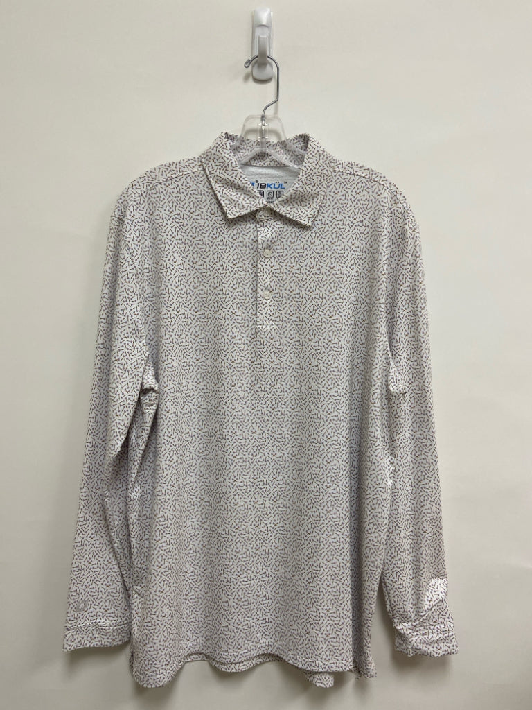 IBKUL Size L White Tan/blue Polo Men&