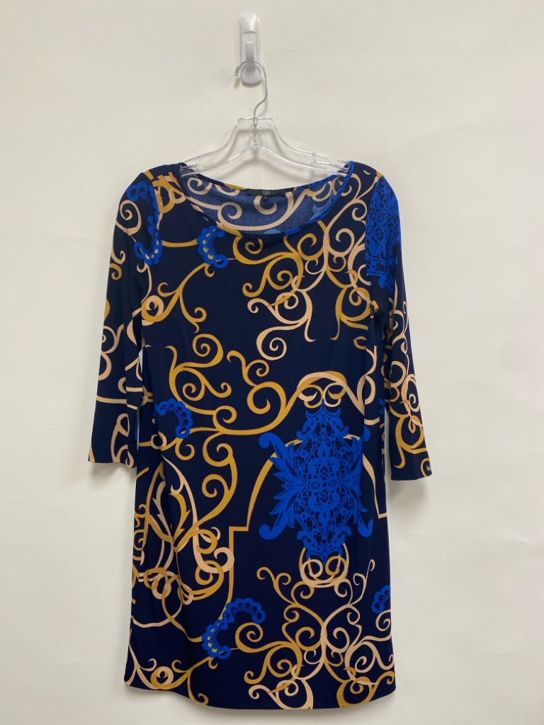 Tibi Size S Navy/Blue Beige Swirl Long Sleeve Ladies Dress