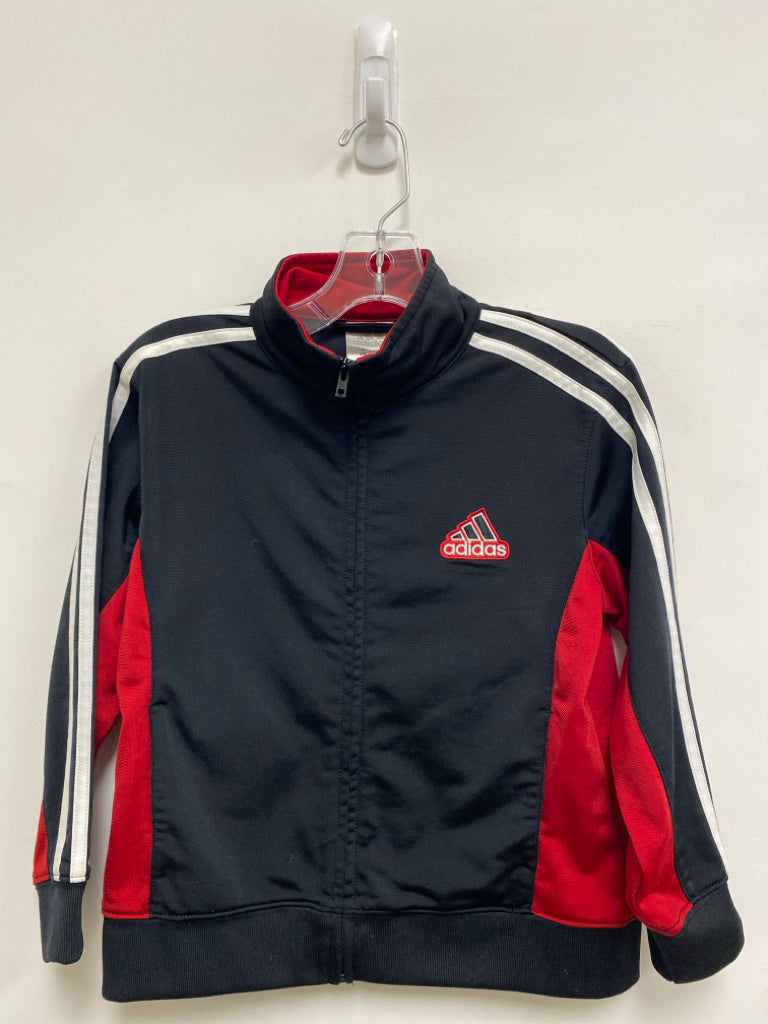 Adidas SIZE 6 Black/Red White Stripes Zip Down Boy&