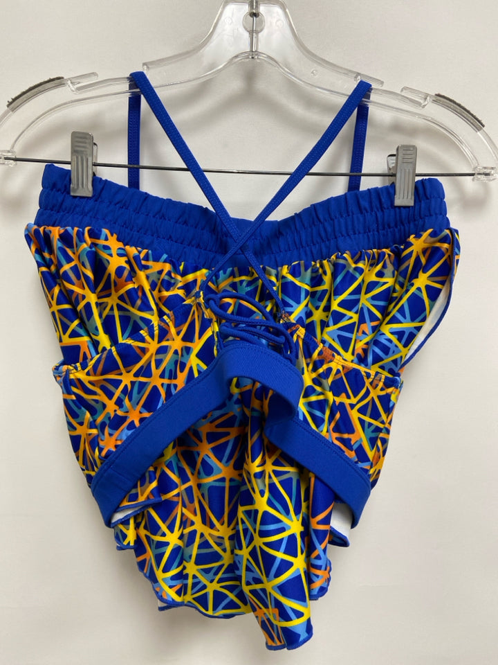 Size XS Royal Blue Yellow/Orange Geometric Athletic 2pc