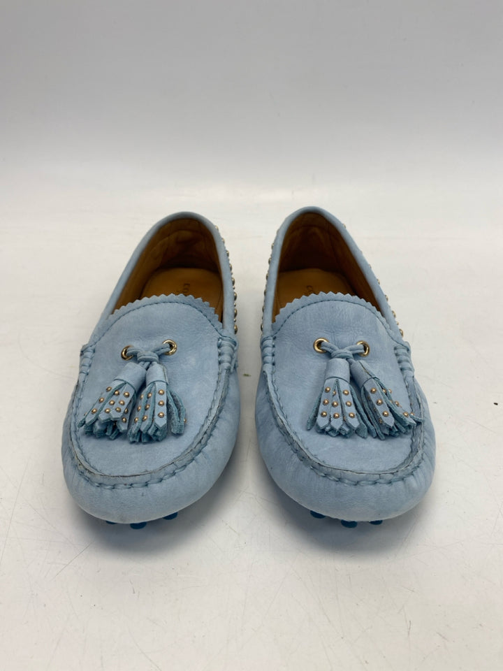 Coach US Shoe Size 6.5 Blue Gold Studded Flats