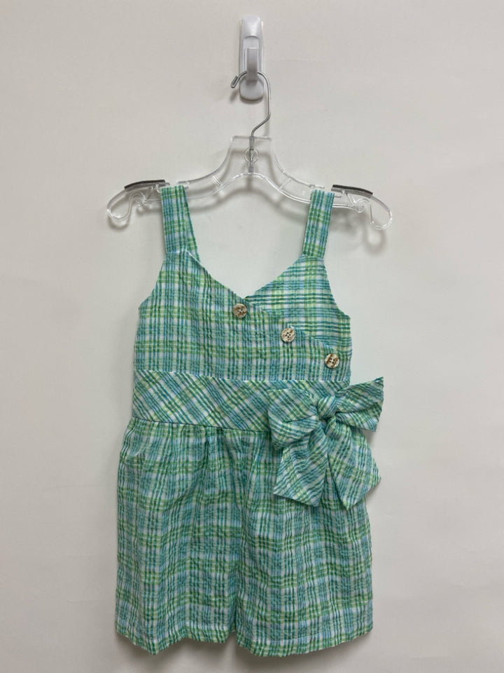 Bonnie Jean SIZE 7 White/Green Turquoise Plaid Sleeveless Girl&