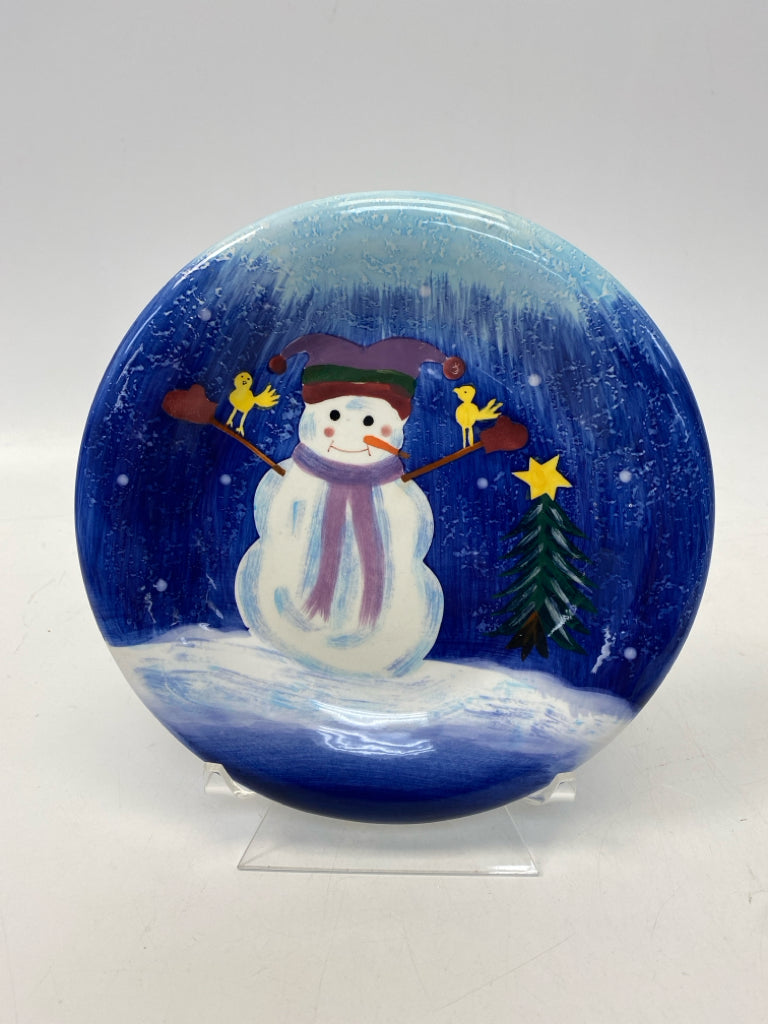 Royal Blue White Snowman Christmas