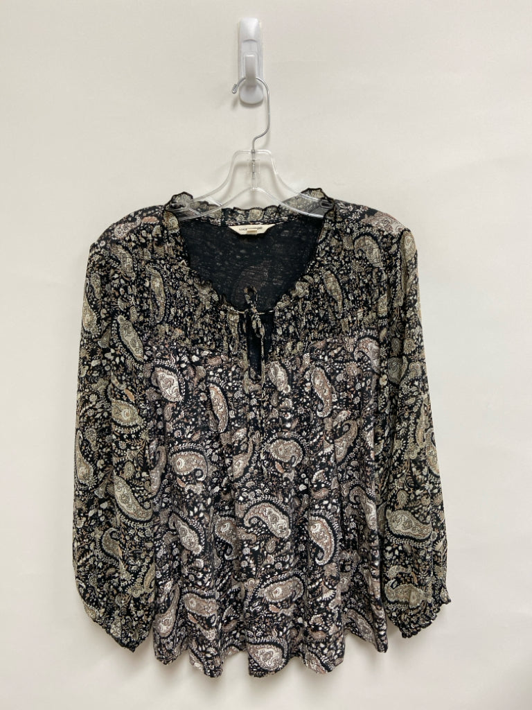 Lucky Brand  SIZE  1X Black Tan/Gray Paisley Plus Size Top