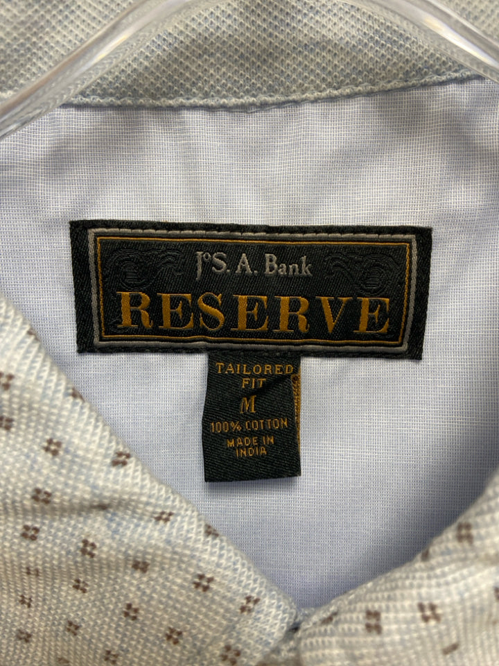 Jos. A Bank Size M Powder Blue Taupe Print Polo Men&