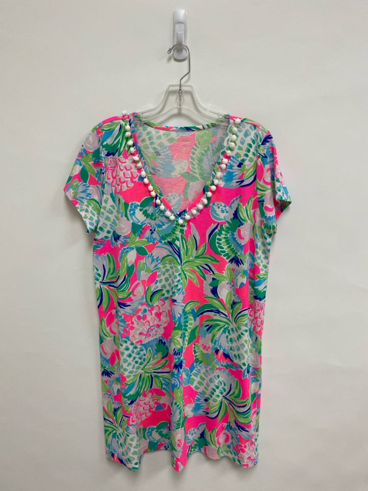 LILLY PULITZER Size L White Green/Pink Pineapples Ladies Dress