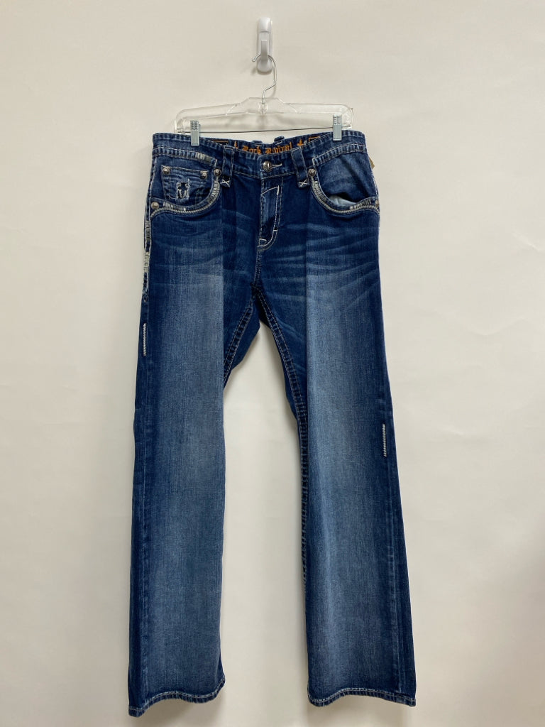 Rock Revival Size 36 Faded Navy Embroidered Men&