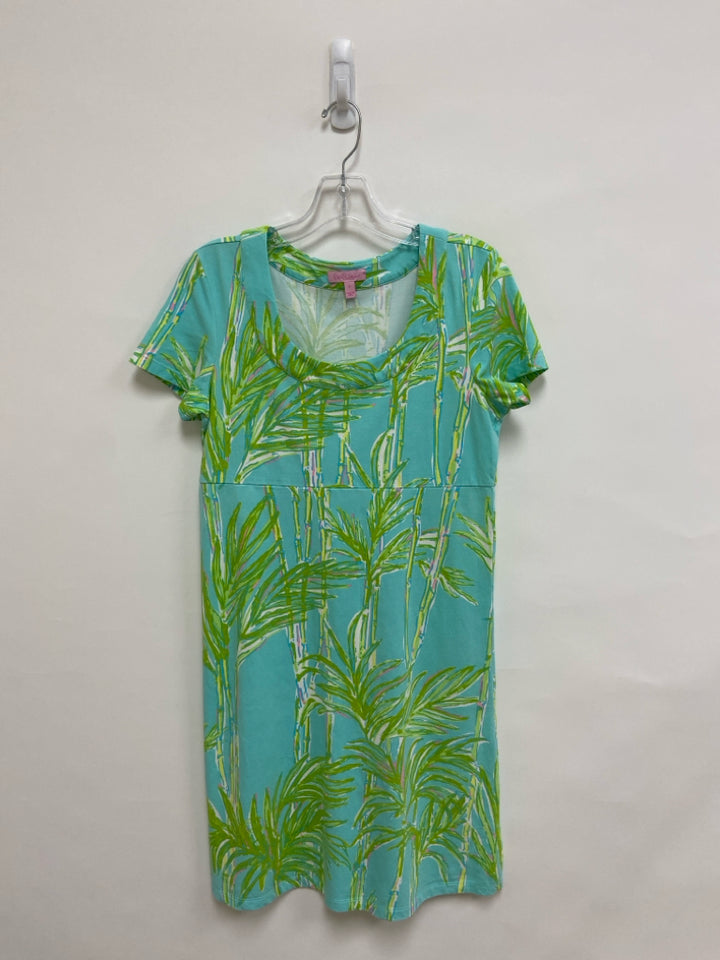 LILLY PULITZER Size S Aqua Green/White Bamboo Ladies Dress
