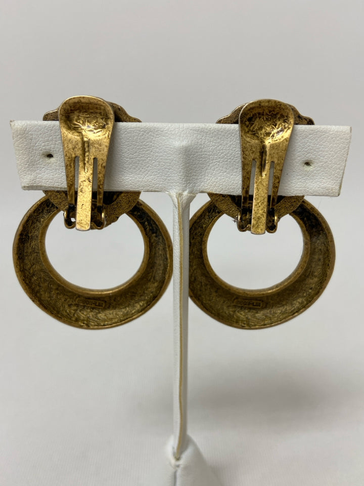 Gold Color Black Lion Earrings