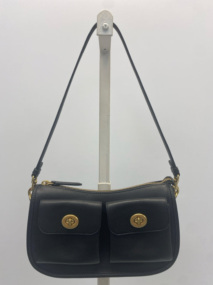 Coach Black Brass Twin Turnlock Waverly Bag w/3 Straps CDZ20