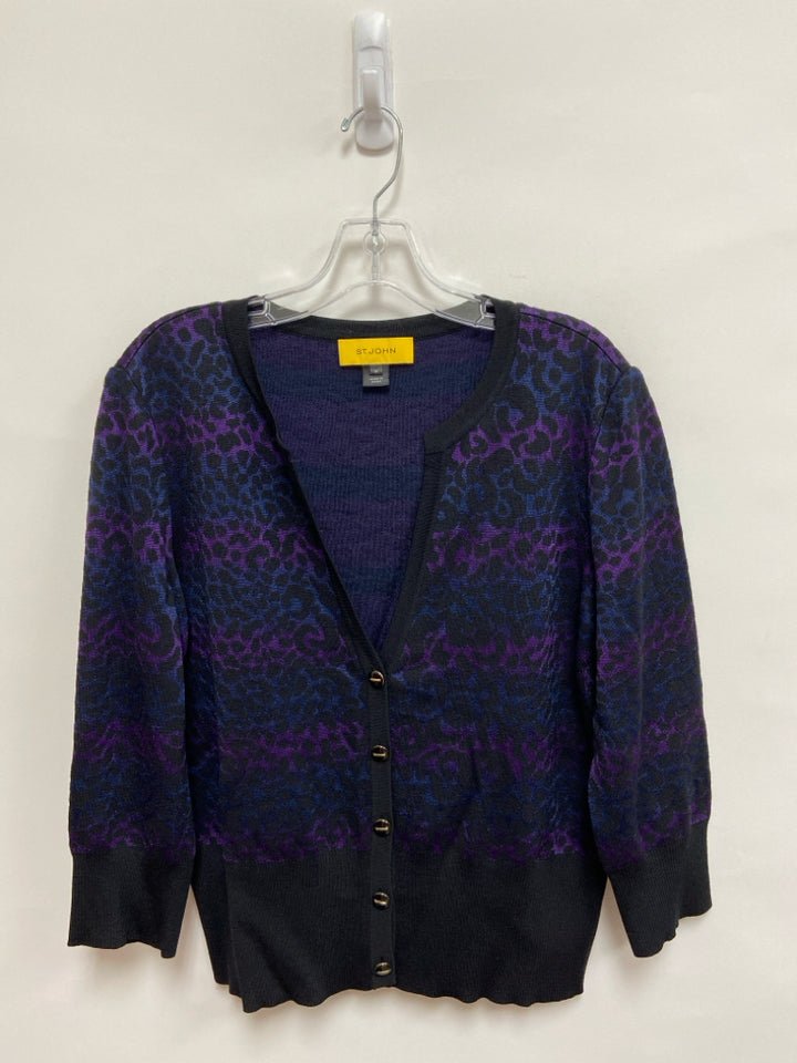 ST. JOHN Size M Purple Black Animal Print Ladies Jacket