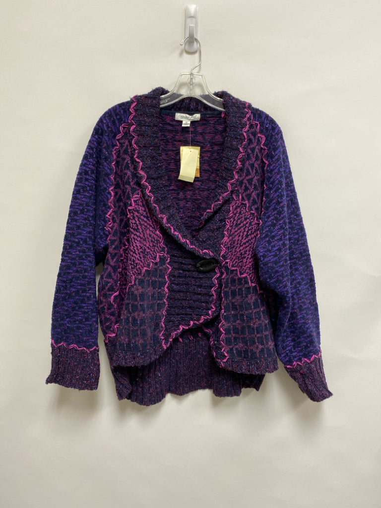 NWT Coldwater Creek Size 3X Dark Navy Purple/Pink Plus Size Sweater