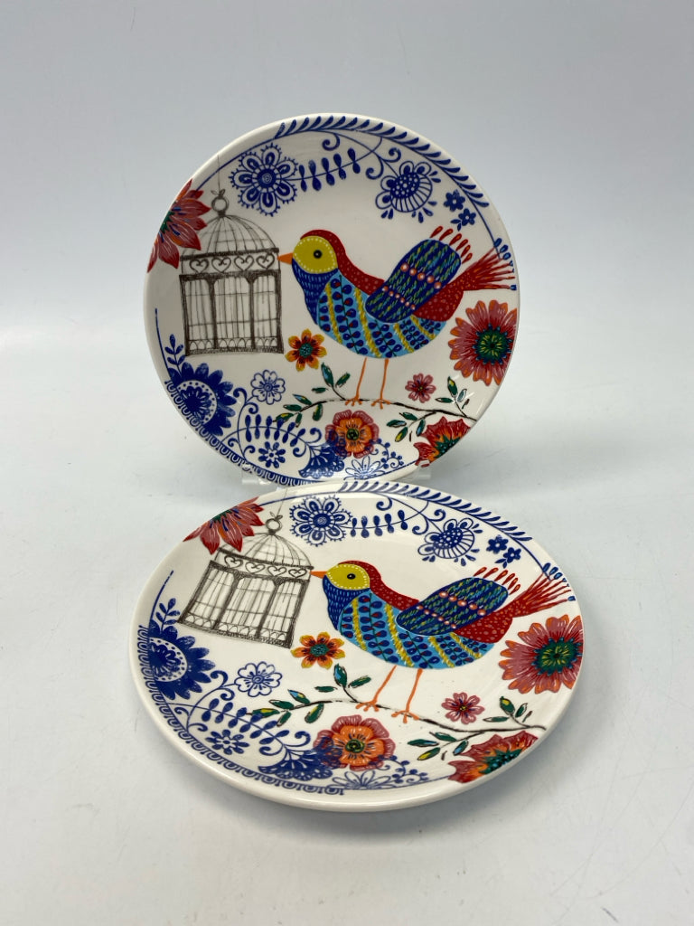 Pier 1 Blue/White Red/Multi Birds/Flowers Plate (s)