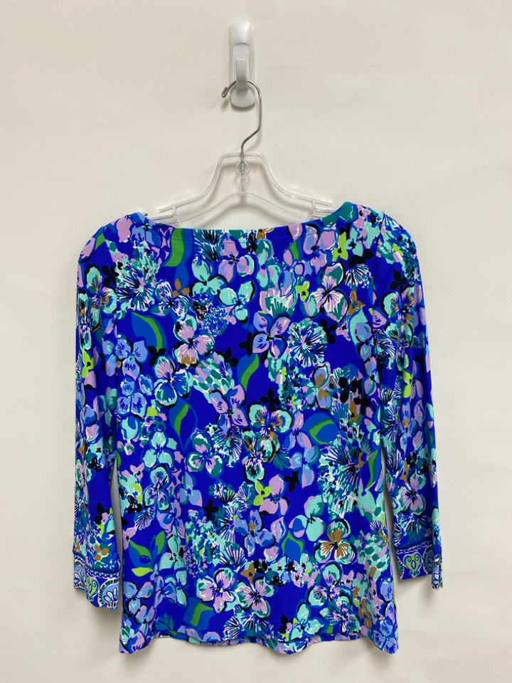 LILLY PULITZER Size XS Aqua/White Lavender/Multi Ladies Rash Guard