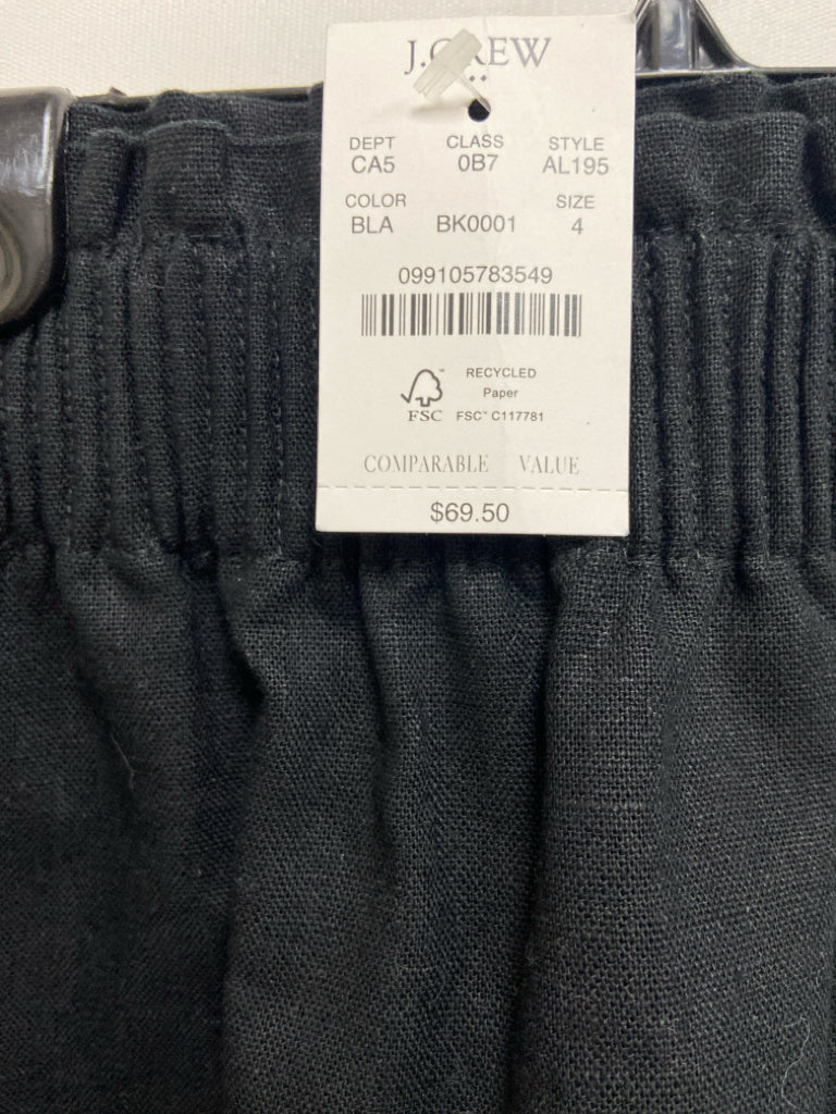 NWT J Crew Size 4 Black Scalloped Pull-on Linen Blend Ladies Skirt