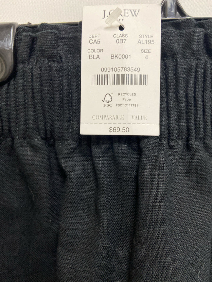NWT J Crew Size 4 Black Scalloped Pull-on Linen Blend Ladies Skirt