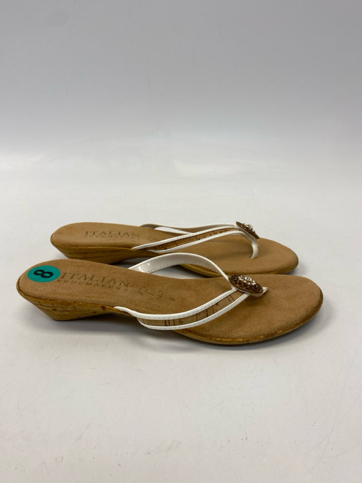 ItalianShoemaker  Size 8 White Rhinestone(s) Sandals
