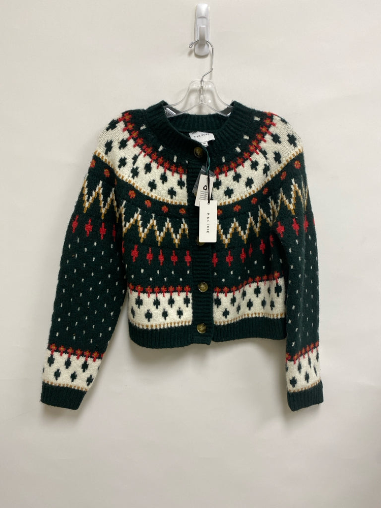 NWT Pink Rose Size XS Dark Green White/Red Ladies Sweater