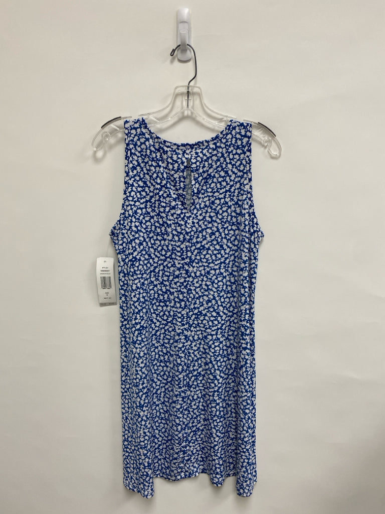 NWT MSK Size S White Blue Floral Sleeveless Ladies Dress