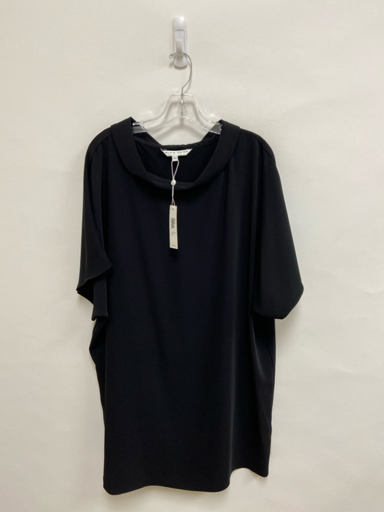 NWT Trina Turk Size L Black Short Sleeve Ladies Dress