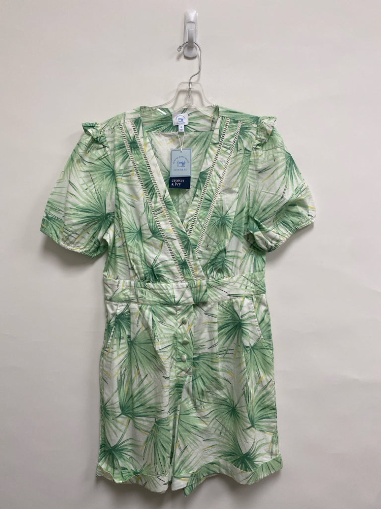 NWT Crown &amp; Ivy Size 6 Green White/Yellow Ladies Romper