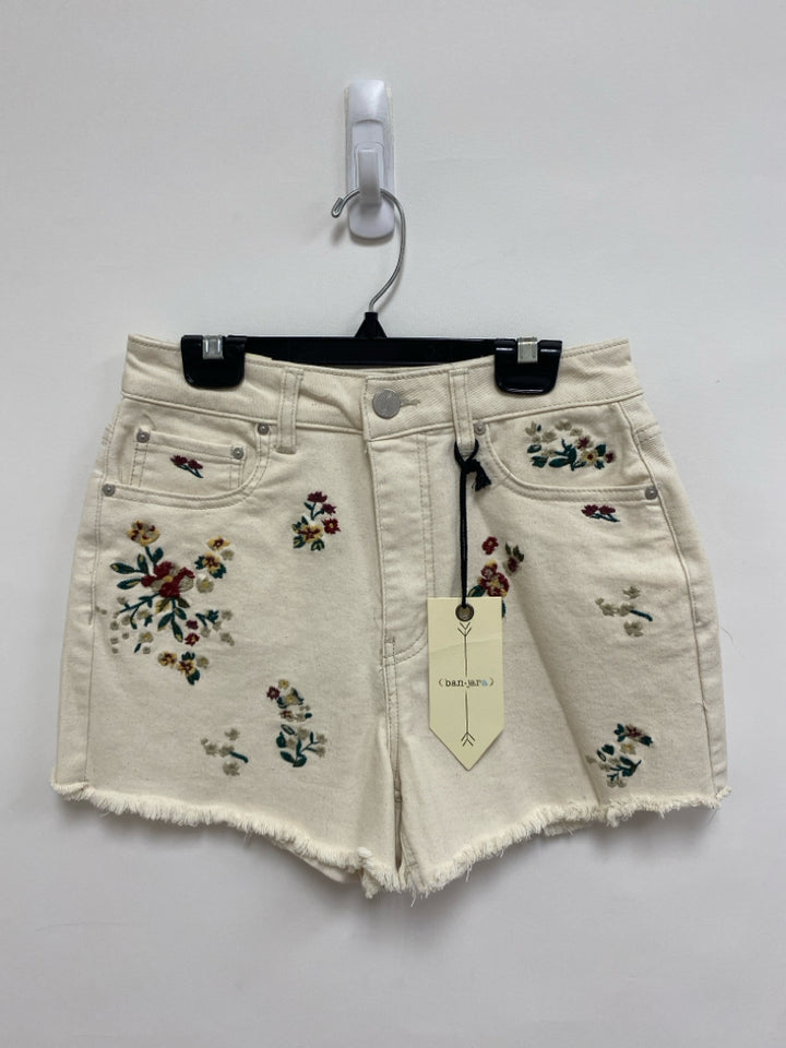 NWT Size 5 Cream Multi Color Embroidered Ladies Shorts