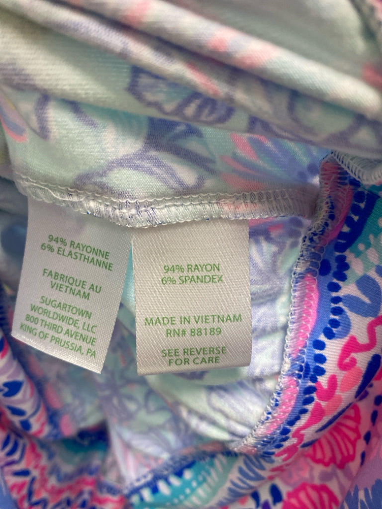 LILLY PULITZER Size S Blue Pink/White Floral Sleeveless Ladies Top