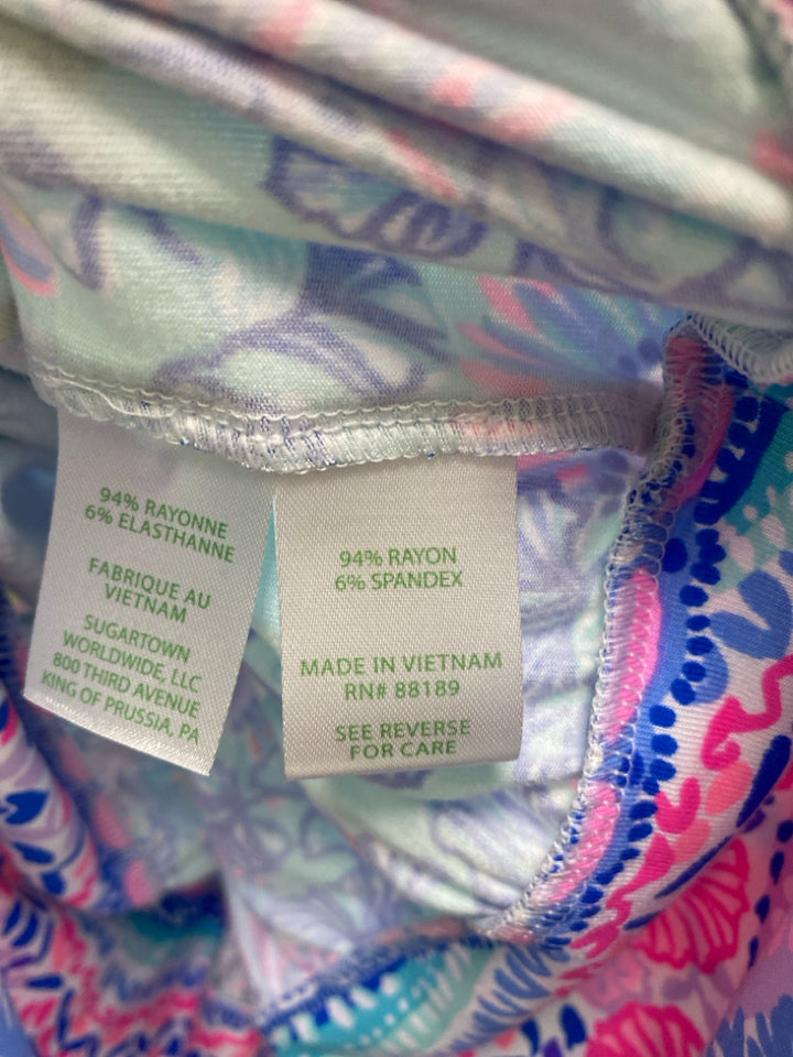 LILLY PULITZER Size S Blue Pink/White Floral Sleeveless Ladies Top