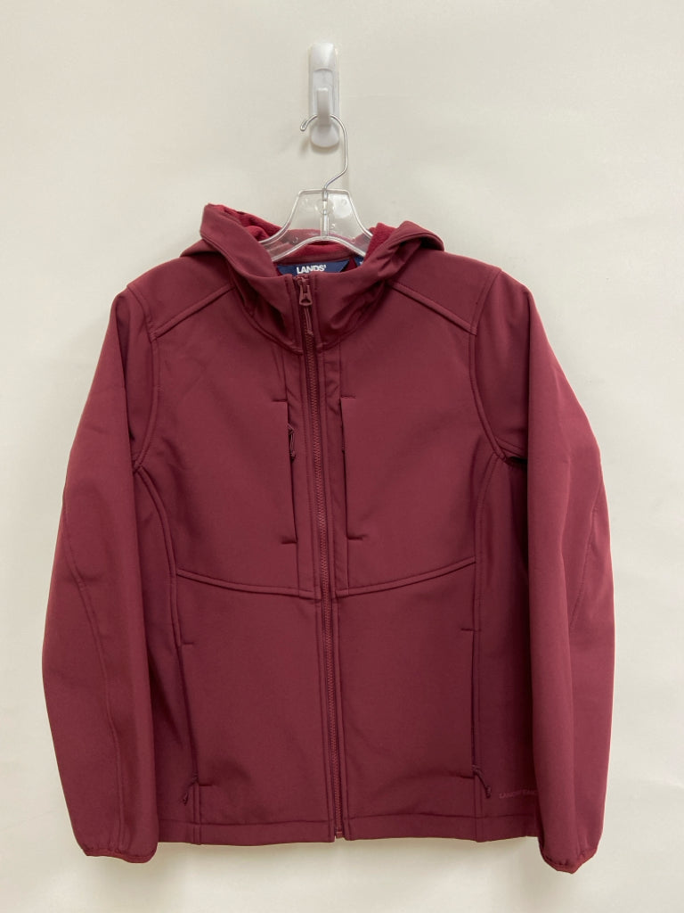 Lands End Size MP Burgundy Hooded Petite Jacket