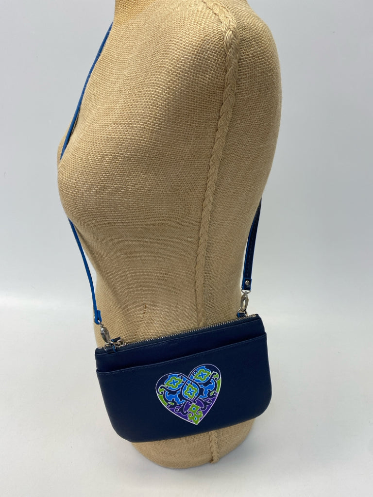 Brighton Navy Green Heart(s) Crossbody